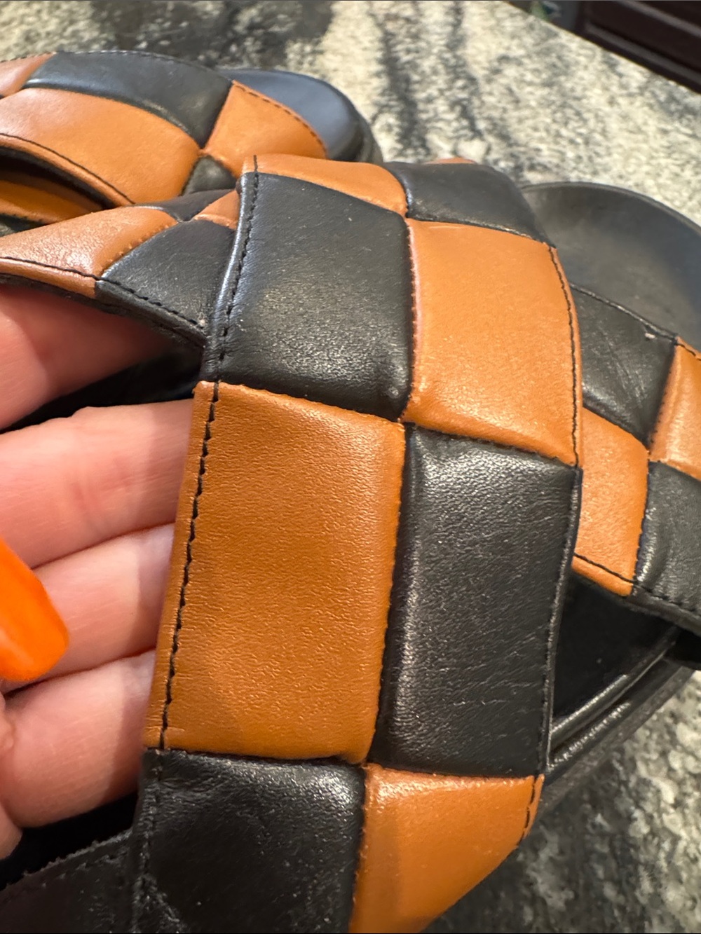 ALOHAS Black and Tan Woven Leather Slingback Sandals - Picture 12 of 13